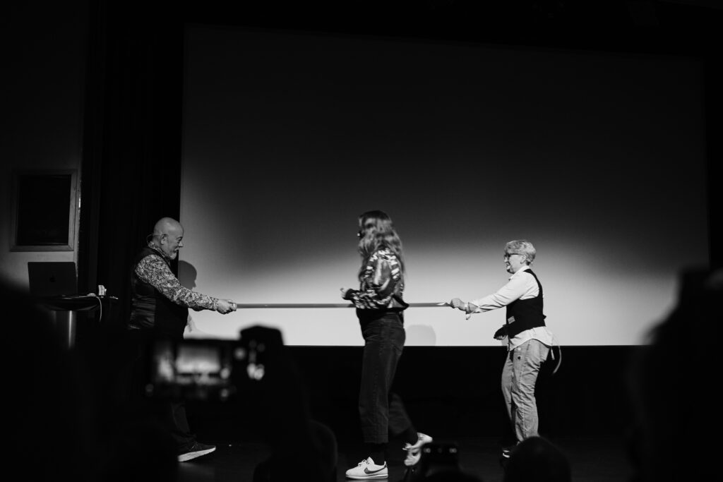 The traditional cutting of the film to symbolise the opening of the festival